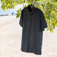 ラミースピンニットシャツ半袖 濃紺色（プレ販売）